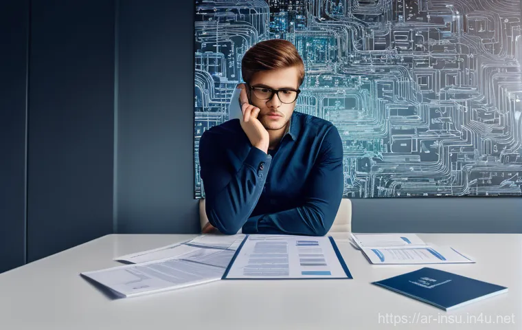 보험료 산정 기준 - **Prompt:** A young adult, dressed in smart casual attire, sits at a sleek modern desk, looking inte...