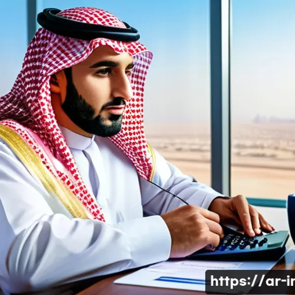 종신보험 중도 해지 - A professional Middle Eastern man in traditional Saudi attire (thobe and ghutra) sitting at a modern...