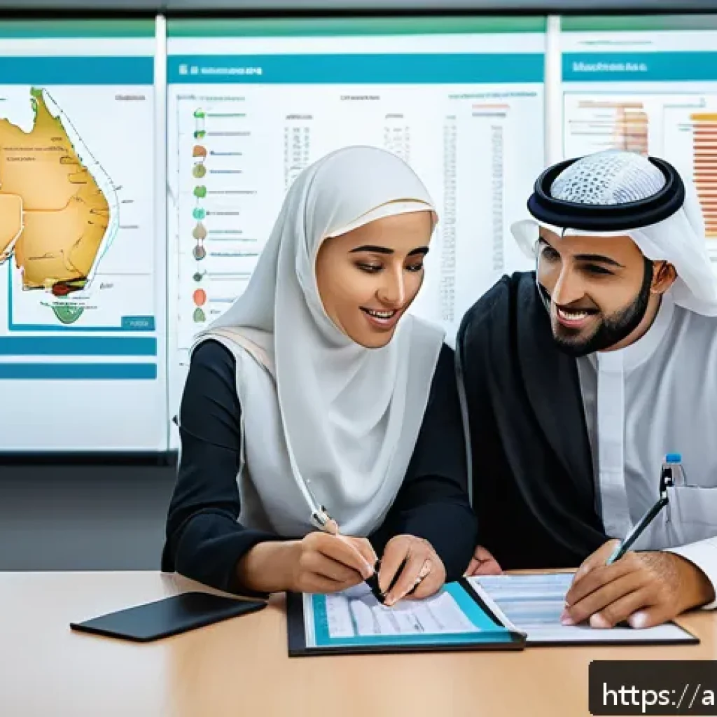 실손보험 가입 조건 - A detailed infographic scene showing an Arabic family consulting with a healthcare insurance advisor...